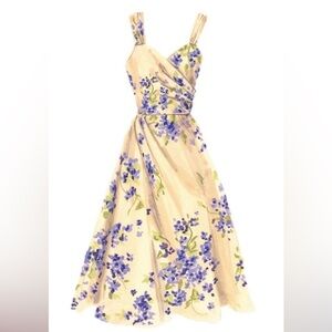 J. Peterman Soul Dress in Yellow & Purple Flowers Design